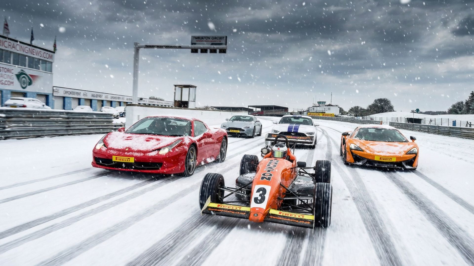 Racing Cars and Supercars in the snow