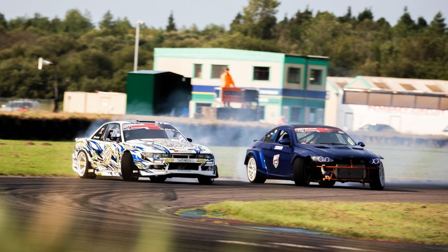 two drift cars at pembrey