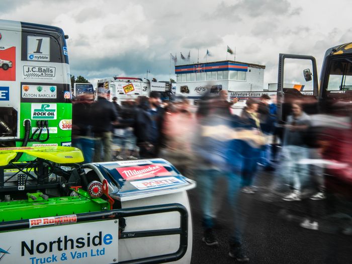 Truck parade in the paddock area