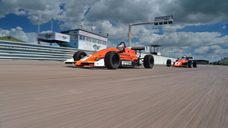 Two racing cars at Thruxton Circuit