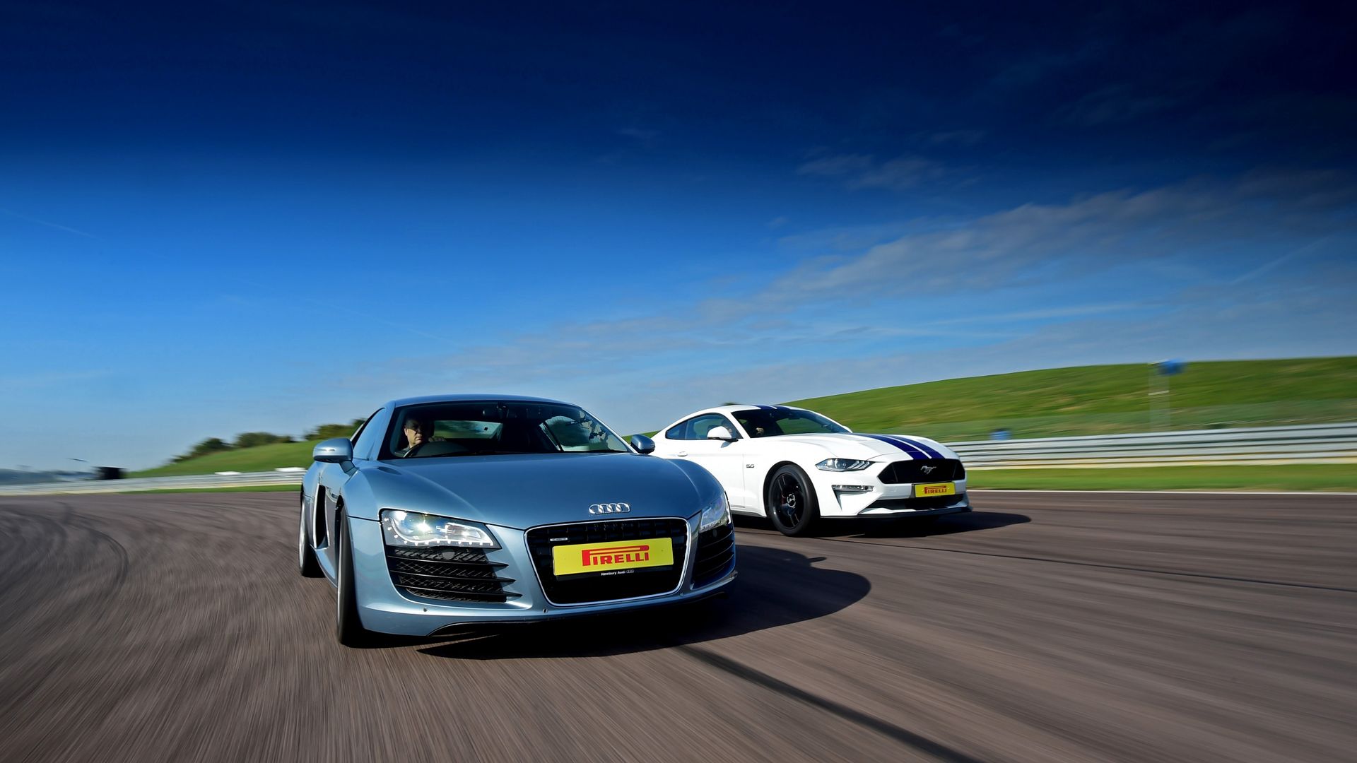 Audi R8 and Ford Mustang at Thruxton