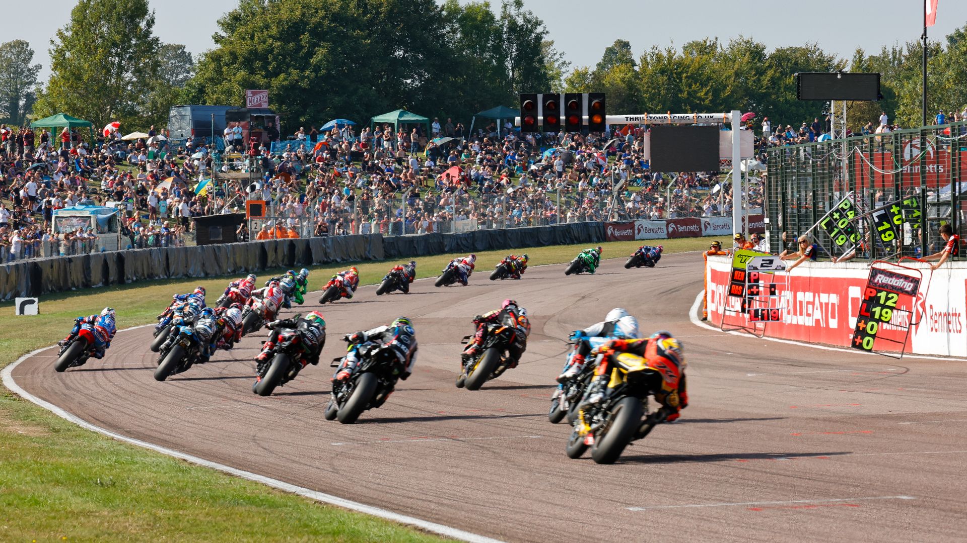 BSB riders going down the pitlane straight
