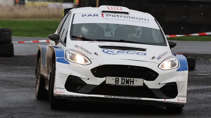 Car on track for the Christmas Stages rally 