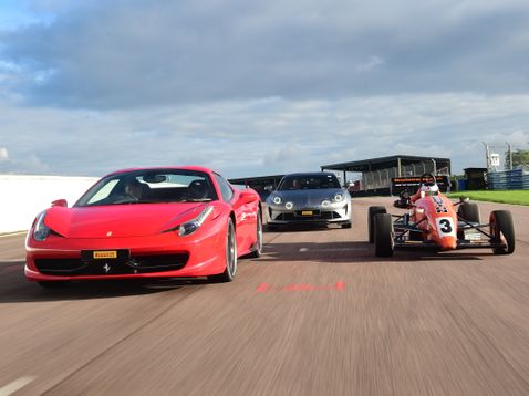 Ferrari and Racing Car at Thruxton